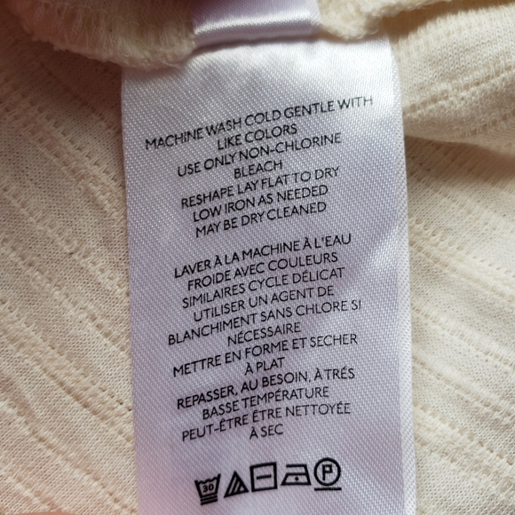 Anthropologie cream boxy shoulder pad textured top strong shoulder Size Large - Picture 6 of 7